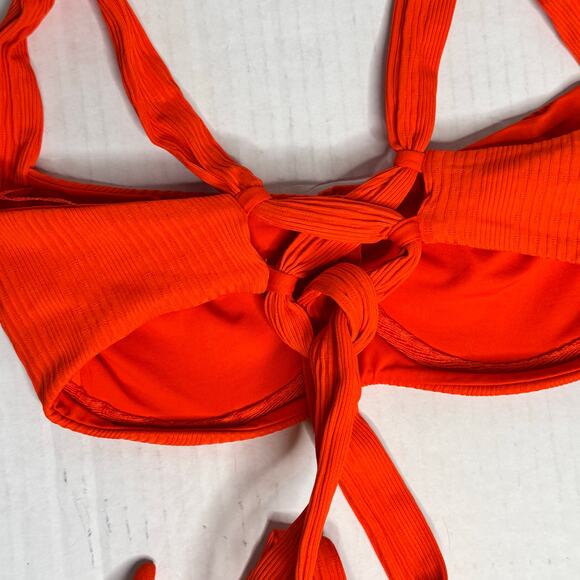 L Space Pointelle Rib Camellia Underwire Bikini Top Poppy Orange NWT Women XL - Picture 6 of 8